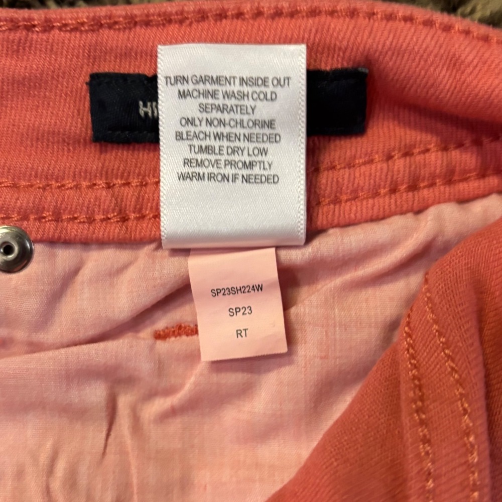 Flag &‎ Anthem Denim Shorts Cuffed Coral Pink Casual Everyday Size 6/28NWT - Picture 9 of 9